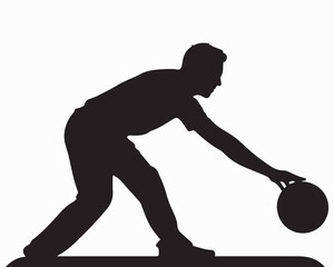 A man playing bowling silhouette vector illustration