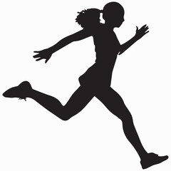 Silhouette of a girl running vector illustration