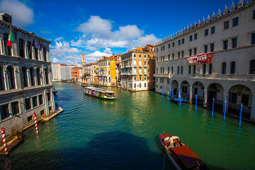 Obraz na płótnie Canvas Beautiful view of a canal in Venice with gondolas, Venice, Italy, Europe.