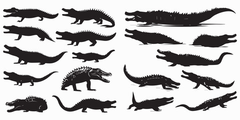 Silhouette Crocodiles On the ground vector illustration