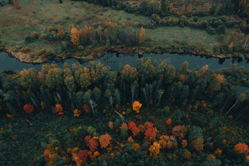 Autumn view of the river from above