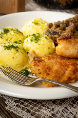 Fried cod fillet .