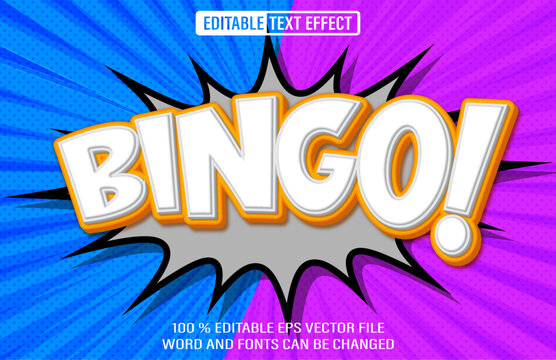 Bingo editable text effect 3d style template