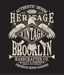 tee print design with eagle drawing as vector