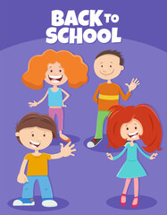 cartoon funny children with back to school caption