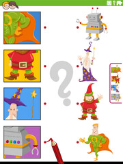match cartoon fantasy characters and clippings educational game