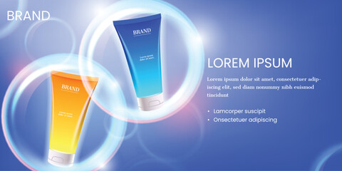 Premium skincare product ad on blue background