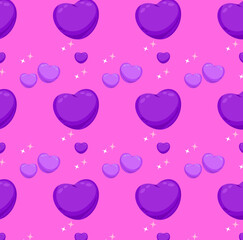 Pattern of hearts on a pink background