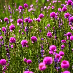 Majestic pink flowers in the meadow during spring generated by ai