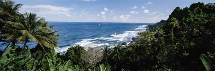 Views of the shoreline on the windward side of Saint Vincent; Saint Vincent, Saint Vincent and the Grenadines, West Indies