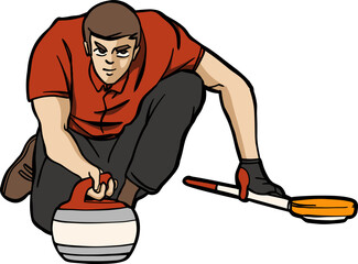 Curling sport player winter