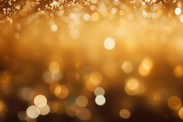 Obraz premium Abstract golden background with bokeh and highlights, holiday. AI generative.