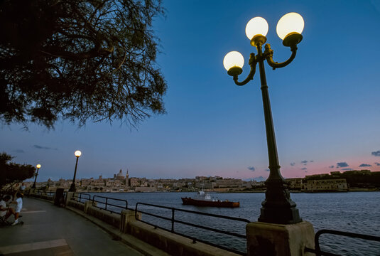 Valletta viewed at sunset from Sliema.
