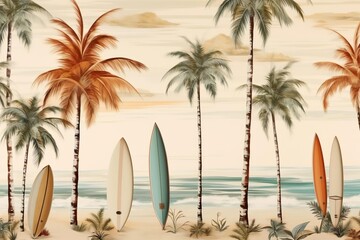 Fototapeta na wymiar pattern with surfboards in differentshap