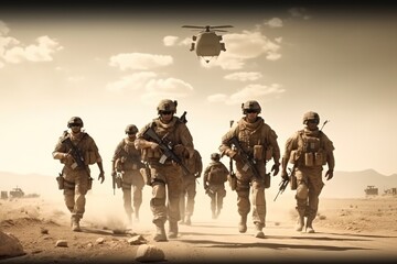 Battle of the military in the war, Military troops in the smoke, War Concept.