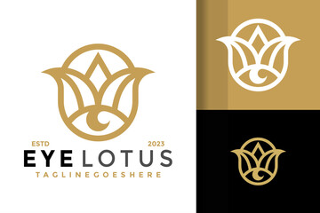 Eye lotus flower logo design vector symbol icon illustration