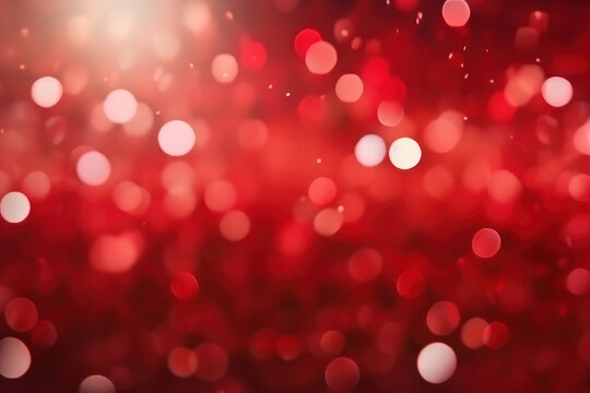 Abstract red background with bokeh and highlights, holiday. AI generative.