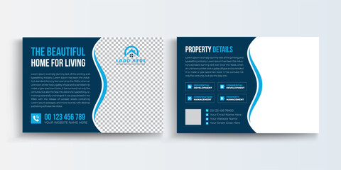 Real Estate postcard design template, amazing and modern postcard design. Modern home for sale postcard design template vector layout
