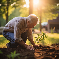 Fototapeta premium Personal Conservation: An Individual's Effort to Preserve Nature through Tree Planting.