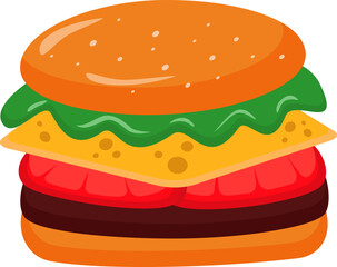 Burger Flat Illustration