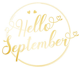 Hello September sign. Welcome autumn September banner transparency background