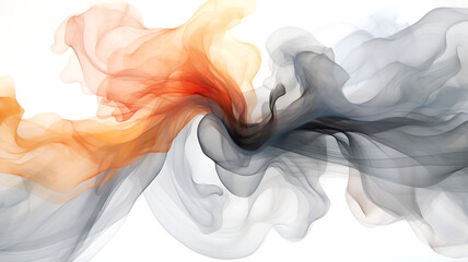 Abstract Orange and Black Swirl of Smoke on White Background for Wallpapers, Posters - Generative AI