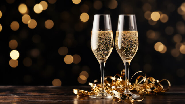 Champagne new year art background 