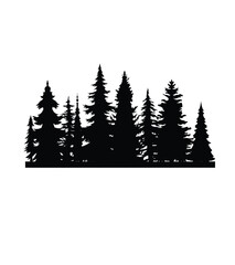 Obraz premium Vintage different pine trees and forest silhouettes set isolated on white background vector illustration