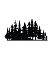 Obraz premium Vintage different pine trees and forest silhouettes set isolated on white background vector illustration