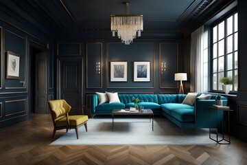 Interior visualization, 3D render Living room