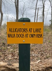 Alligator Warning Sign at lake