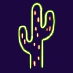  neon cactus glowing desktop icon, cactus neon sticker, neon figure, glowing figure, neon geometrical figures 