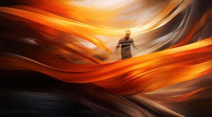 An image with intentional motion blur, depicting movement and action, adding a sense of energy and dynamism to the composition