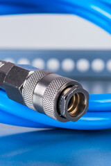 High pressure air hose with connector closeup