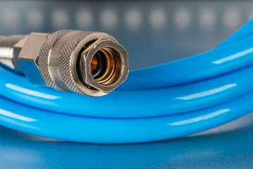High pressure air hose with connector closeup