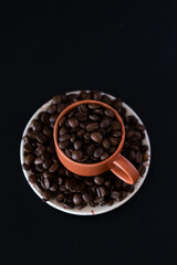 coffee beans and cup