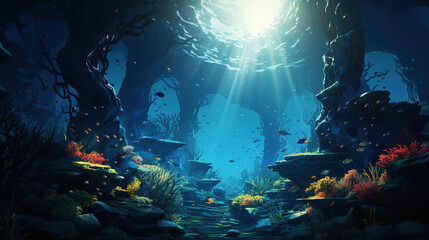 Naklejka na ściany i meble underwater scene with fishes