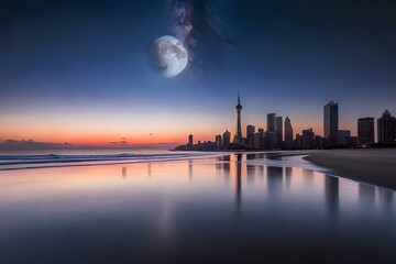 night view of the city generated Ai.