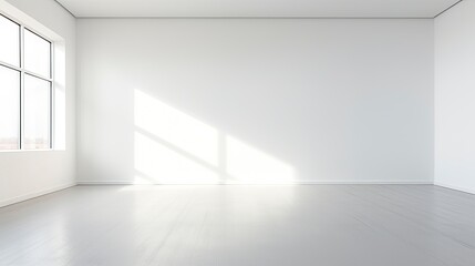 A white Empty room Surreal Minimalistic style morning light copy space, Generative AI