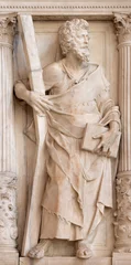 Küchenrückwand glas motiv NAPLES, ITALY - APRIL 19, 2023: The marble statue of St. Andrew the Apostle in the church Chiesa di Sant Anna dei Lombardi by Girolamo Santacroce (1524). © Renáta Sedmáková