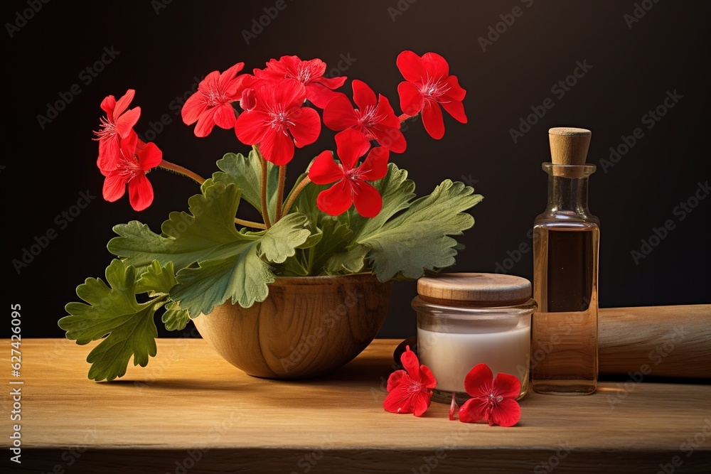 Canvas Prints geranium aromatic oil.