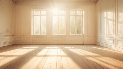Obraz premium Empty room New Traditional style morning light copy space, Generative AI