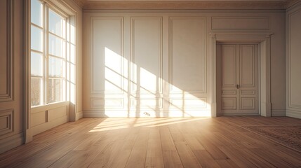 Obraz na płótnie Canvas Empty room New Traditional style morning light copy space, Generative AI