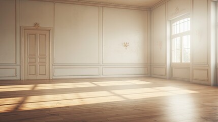 Obraz premium Empty room New Traditional style morning light copy space, Generative AI