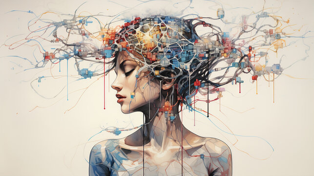 portrait of a woman with a neurolink