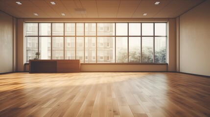 Fototapeta premium Office empty room morning light copy space, Generative AI