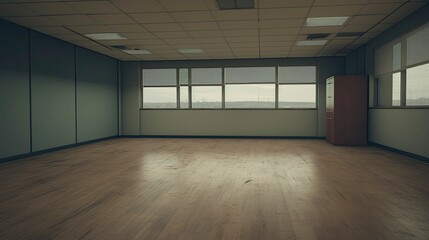 Obraz premium Office empty room morning light copy space, Generative AI