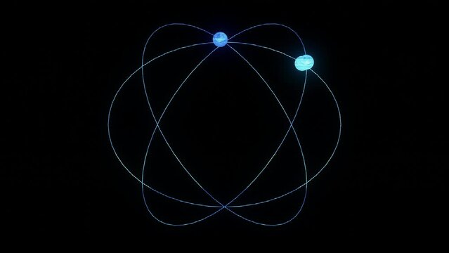 Holographic electrons fly in holographic orbits. Seamless loop.