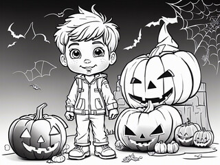 Black and white halloween illustration