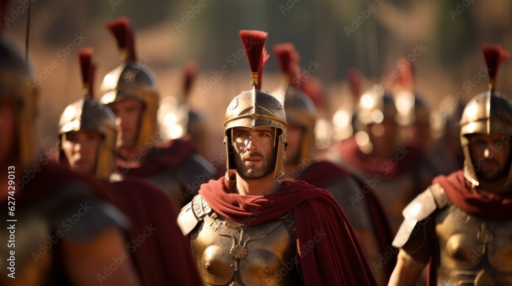 Wall mural  Illustration of ancient roman soldiers marching in formation